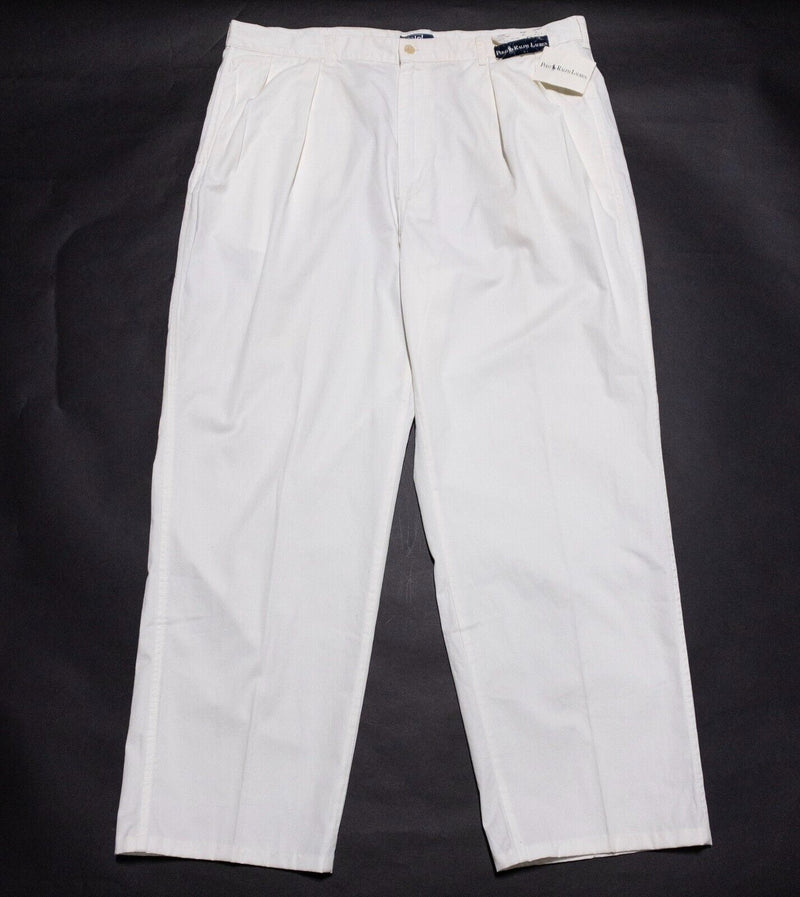 Polo Ralph Lauren Chino Pants Men's 40x34 Vintage Pleated Preppy Vintage White