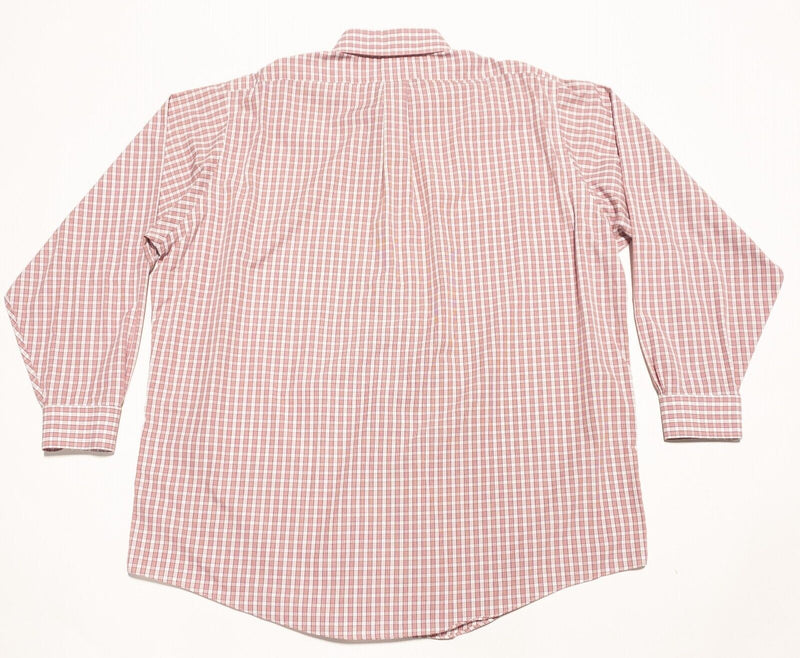 Brooks Brothers 17.5 Dress Shirt Men's Non-Iron Pink/Red Plaid Button-Down