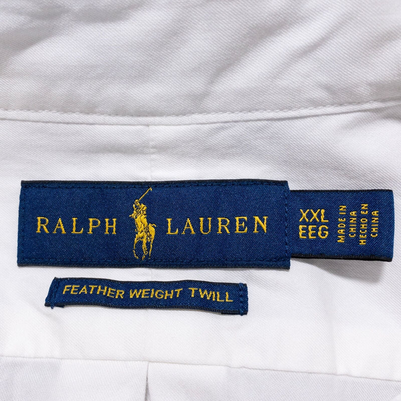 Polo Ralph Lauren Shirt Men's 2XL Solid White Featherweight Twill Button-Down