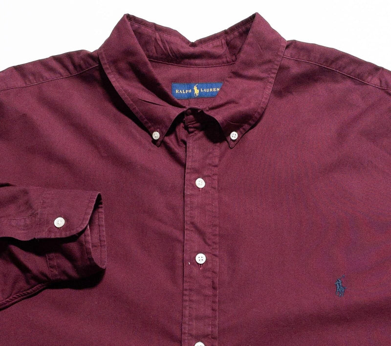 Polo Ralph Lauren 2XLT Men's Shirt Button-Down Burgundy Red Long Sleeve