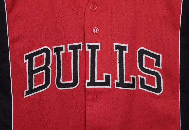 Vtg 90s Chicago Bulls Men's Sz XL Red Black NBA Embroidered Baseball Jersey