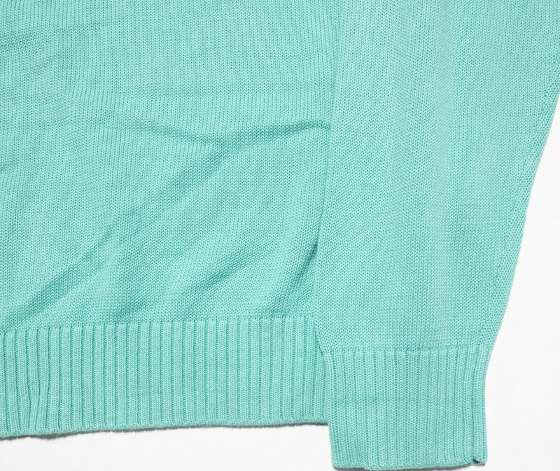 Vineyard Vines Men's Medium Solid Aqua Green Whale Crew Neck Knit Sweater