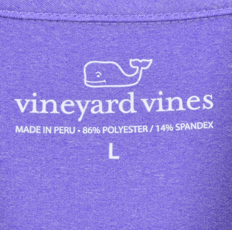 Vineyard Vines Performance Men's Large Heather Purple Whale Wicking Polo Shirt