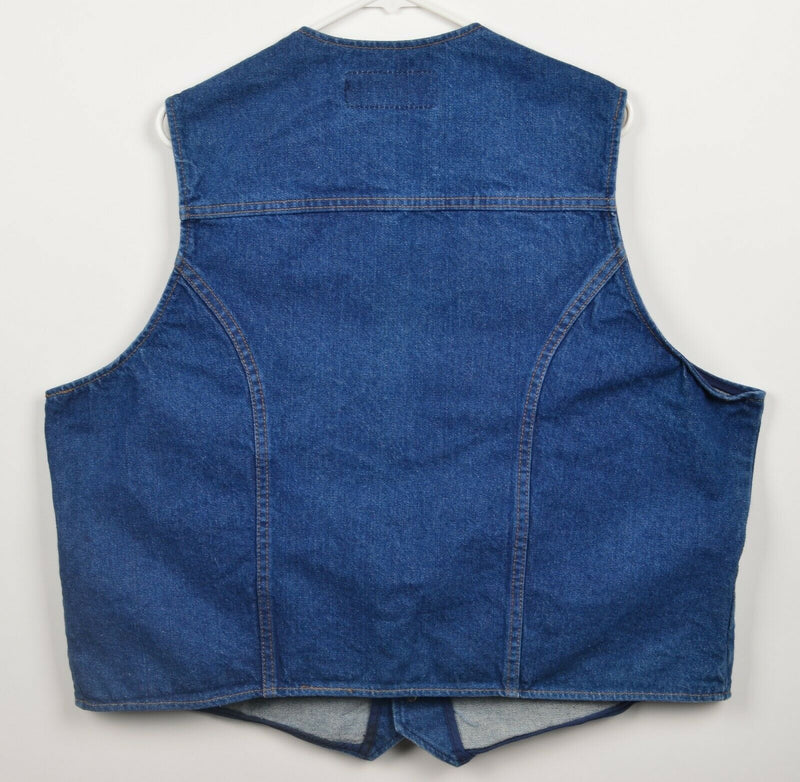 Vintage Wrangler Men's 2XL Blue Denim Western W Stitch Pocket USA Vest