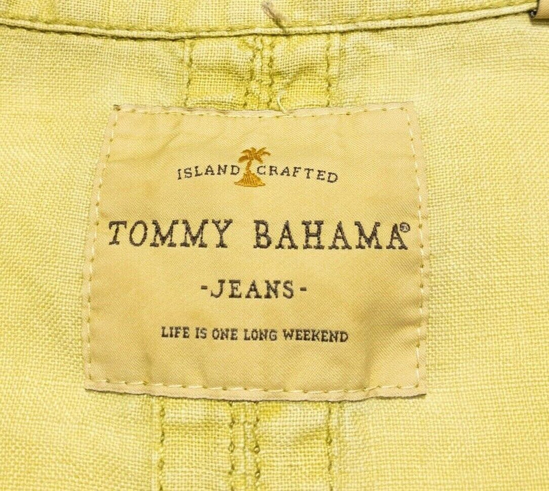 Tommy Bahama Linen Shirt 2XL Men's Lime Green Button-Up Beach Vacation