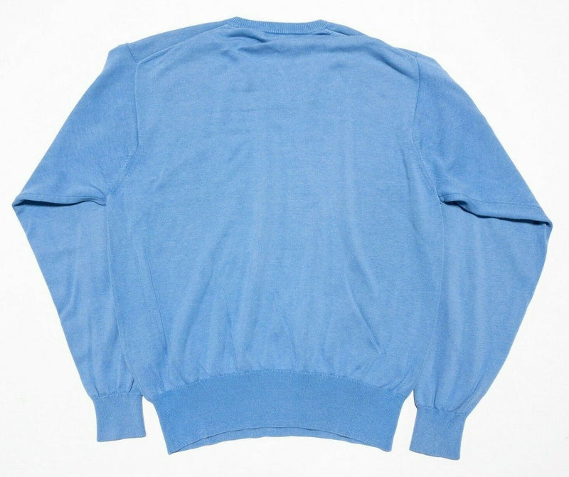 Peter Millar Sweater Men's Large Silk Cotton Blend V-Neck Pullover Light Blue