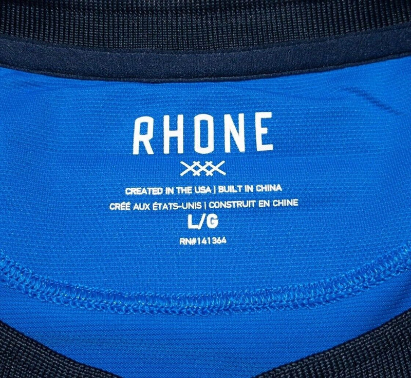 Rhone Henley T-Shirt Large Men's Blue Short Sleeve Nylon Wicking Athleisure