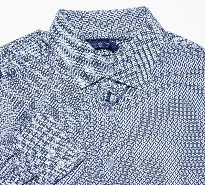 Stone Rose Shirt 5 (XL) Men's Long Sleeve Blue Geometric Button-Front Stretch