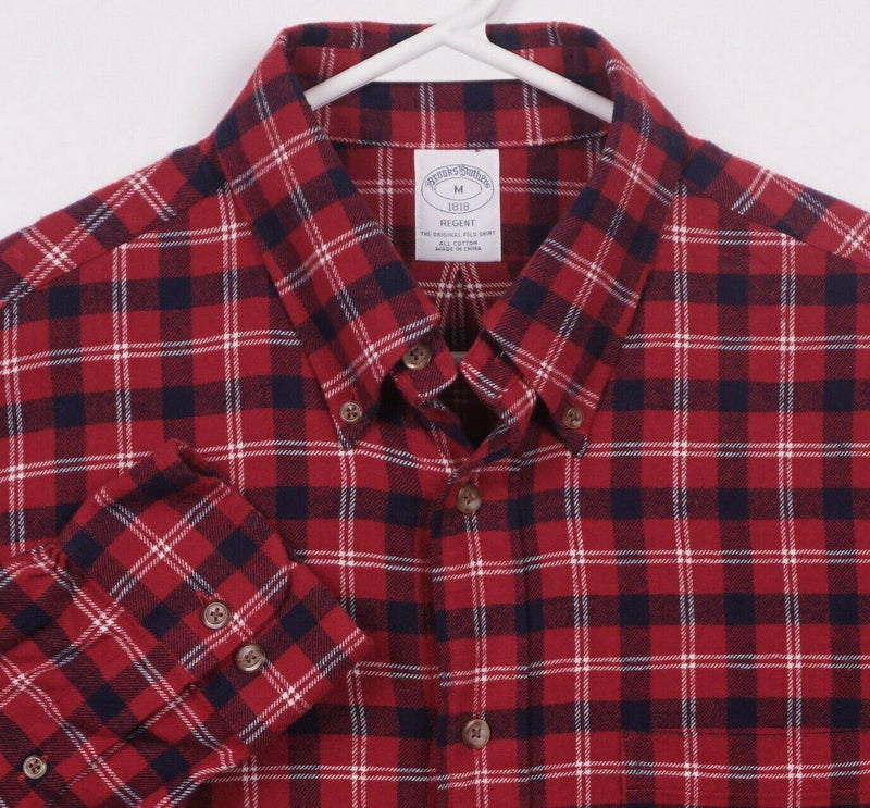 Brooks Brothers Men's Medium Red Plaid Regent Button-Down Flannel Shirt