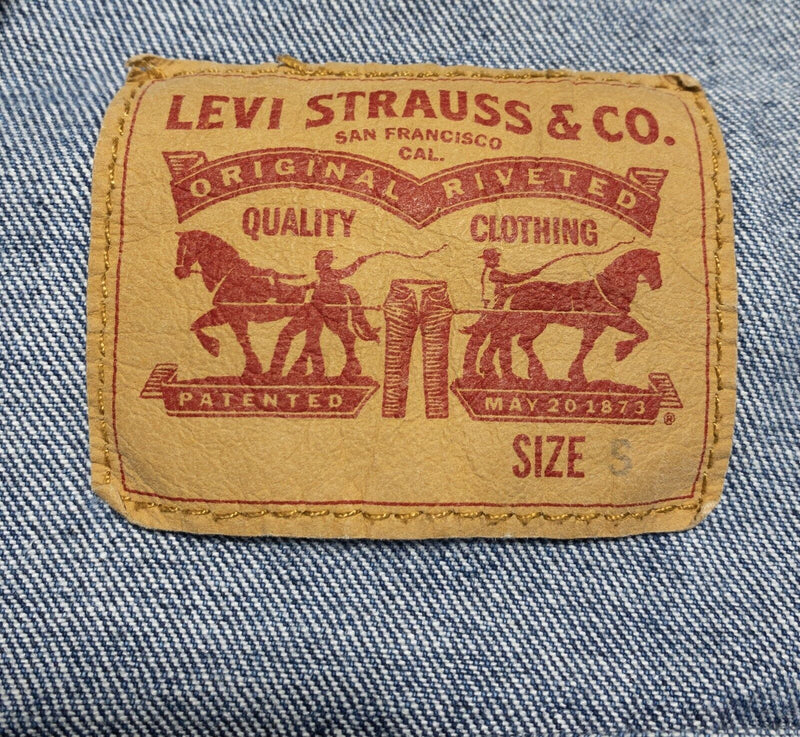 Levi's Denim Jacket Women's Small Trucker Indigo Blue Jeans Red Tab Classic