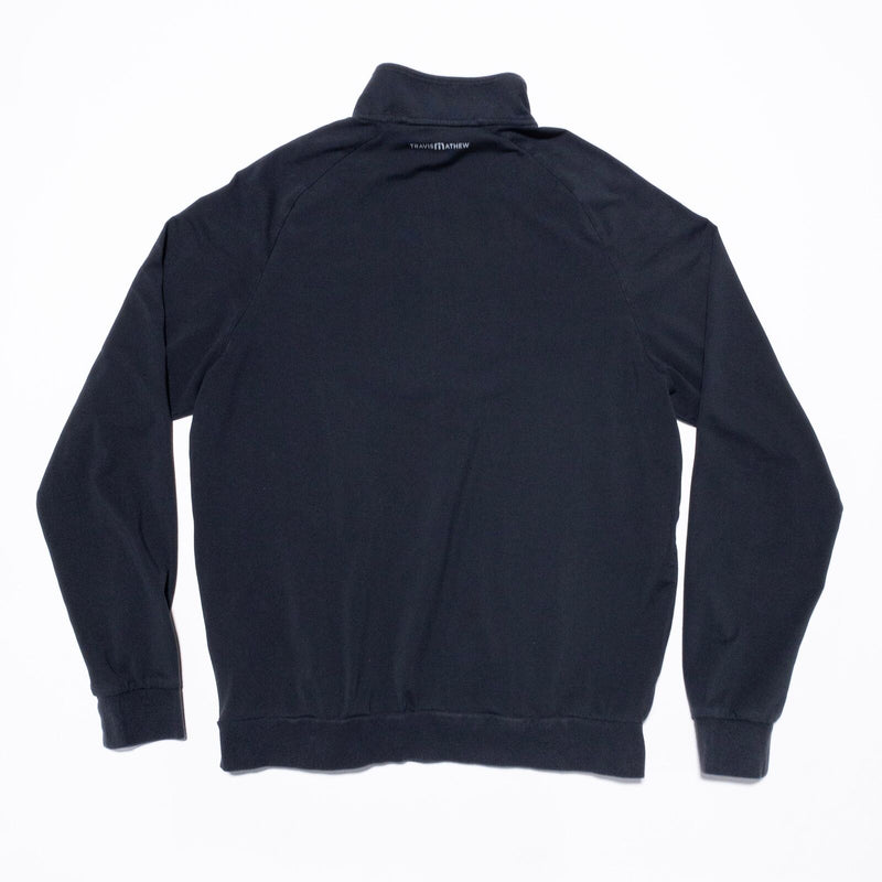 Travis Mathew 1/4 Zip Men's Medium Pullover Activewear Solid Black Golf Wicking