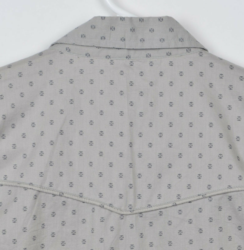 Diesel Men's Medium Gray Geometric Short Sleeve Snap Pocket Button-Front Shirt