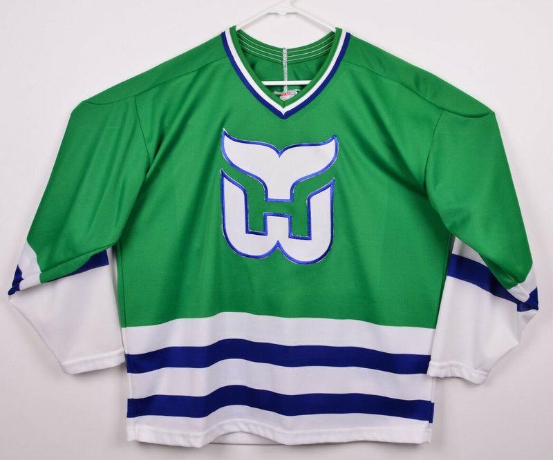 Vintage Hartford Whalers Men's Large CCM Maska Blue Green Hockey Jersey