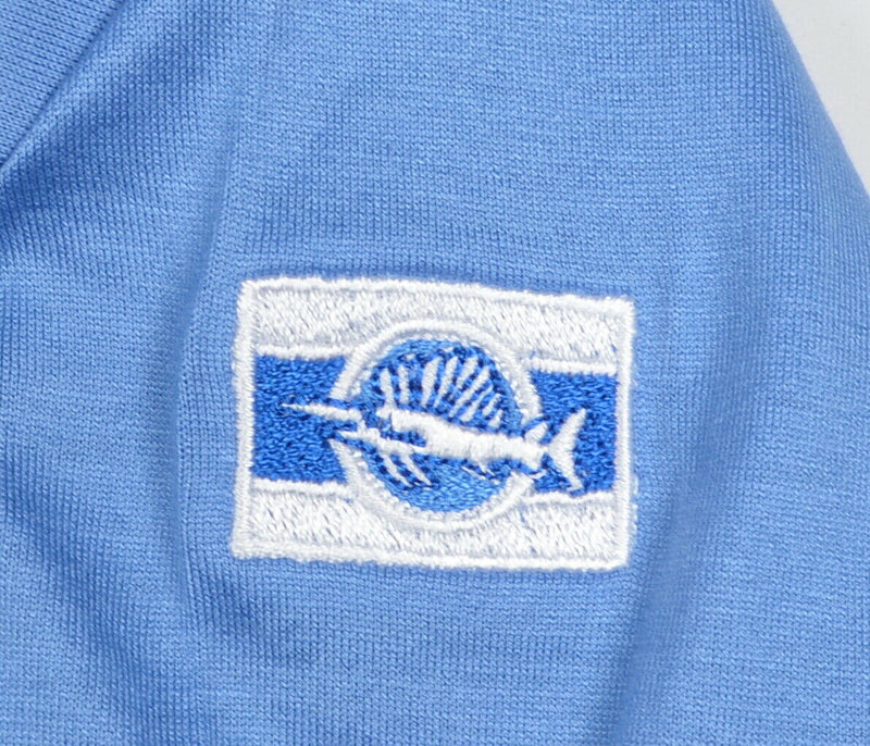 Peter Millar Crown Sport Men's Medium Solid Blue Golf Casual Marlin Polo Shirt