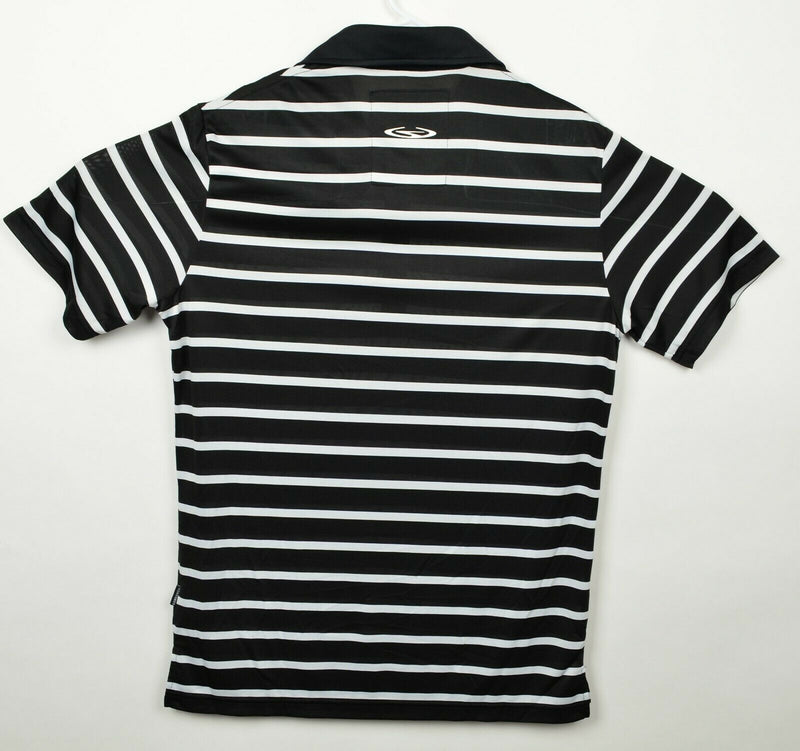 Gongshow Men's Sz Large Black White Striped Lifestyle Hockey Polo Shirt