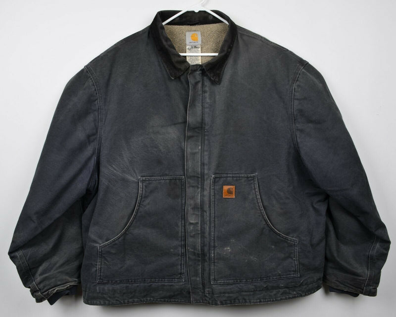 Carhartt Men's Sz 3XL Dearborn Sandstone Sherpa Lined J164 Gray Work Jacket