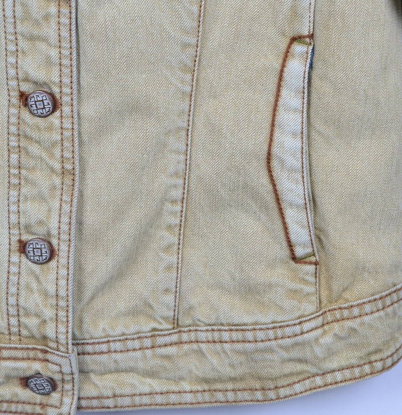 Ryan Michael Women's Small Tan Distressed Denim Button-Front Western Jacket