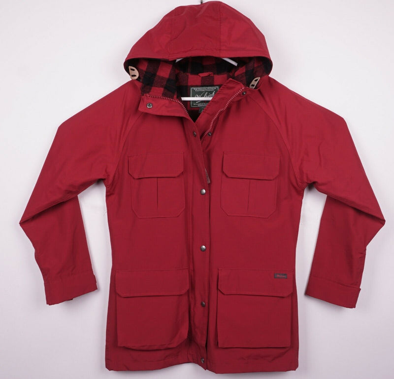 Woolrich Women's Small Solid Red Plaid Wool Lined Hooded Full Zip Jacket