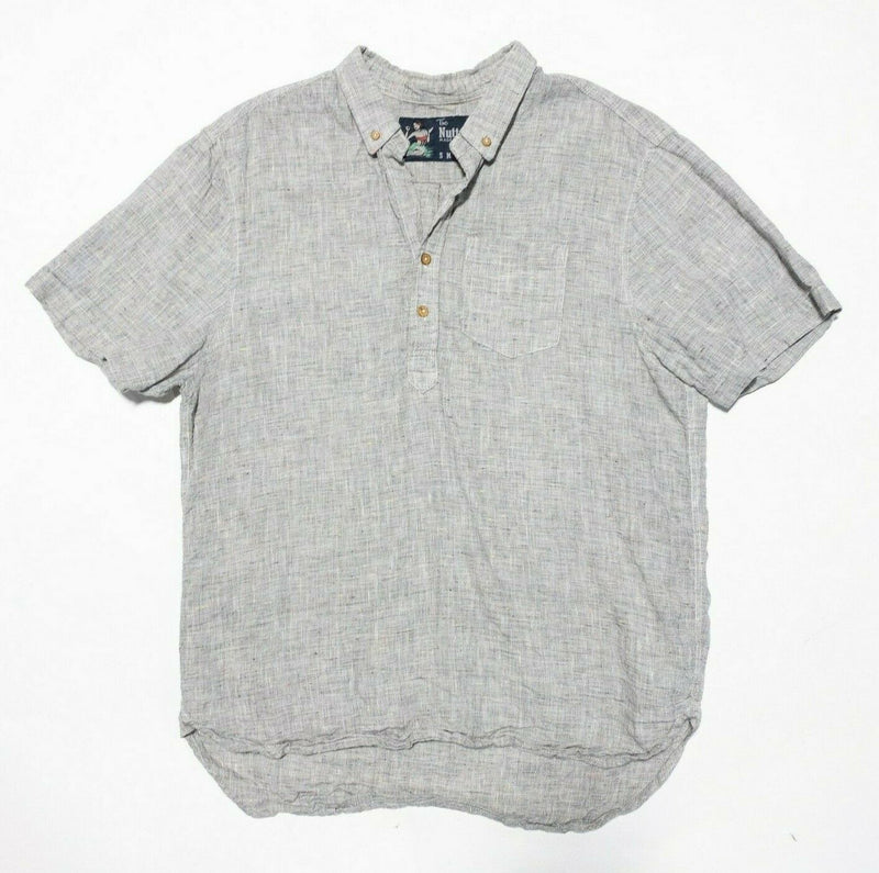 Chubbies The Nutter Shirt Men's Large Popover Gray Linen Blend USA Short Sleeve