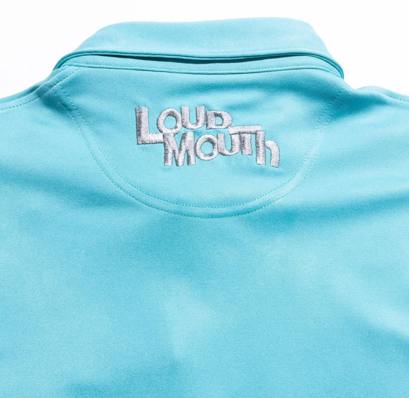 Loudmouth Golf Polo Shirt Men's Large Wicking Solid Aqua Blue Short SLeeve