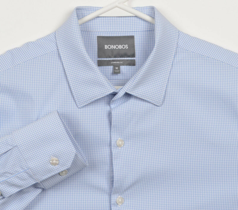 Bonobos Men's Medium Standard Fit Blue Check Nylon Wicking Performance Shirt