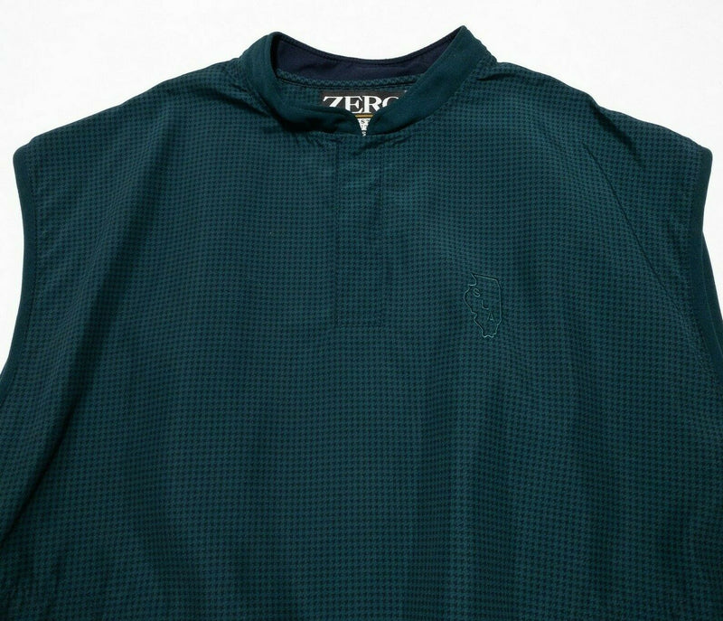 Zero Restriction Golf Vest Blue Green Houndstooth 1/4 Zip Micro Fiber Men's 2XL