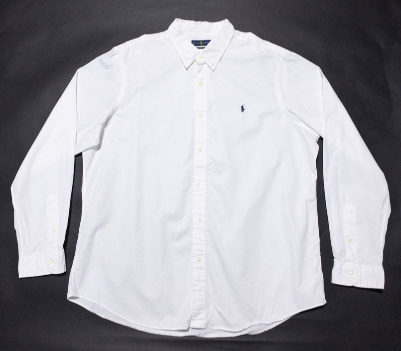 Polo Ralph Lauren Shirt Men's 2XL Solid White Featherweight Twill Button-Down