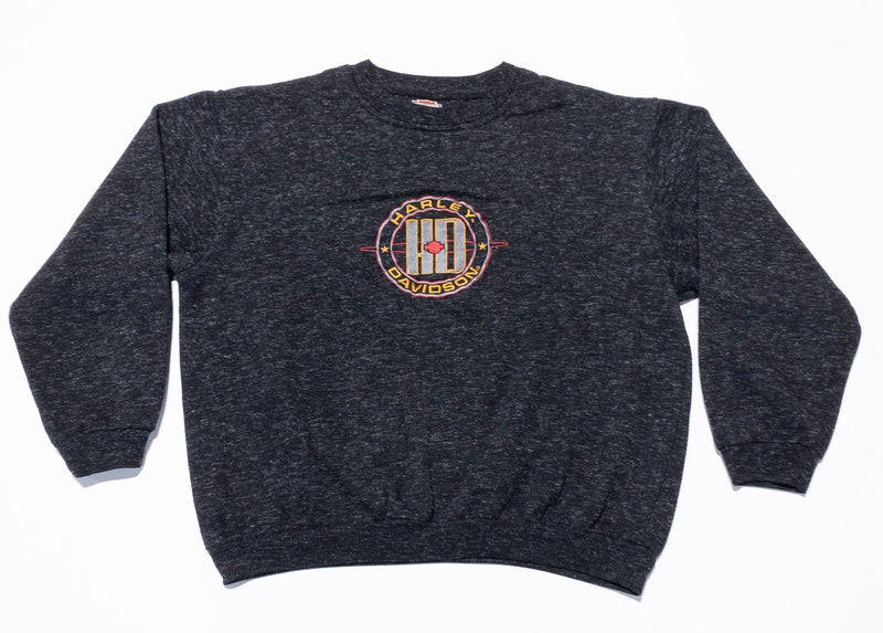 Vintage Harley-Davidson Sweatshirt Men's Large Black USA Embroidered Logo Biker