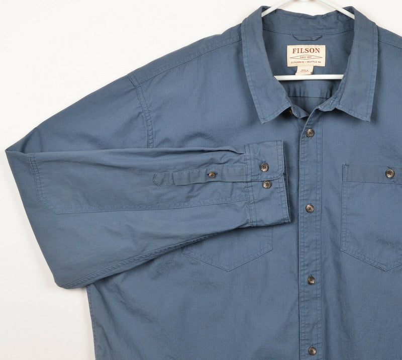 CC Filson Men's 3XL Solid Petrol Blue Long Sleeve Button-Front Shirt