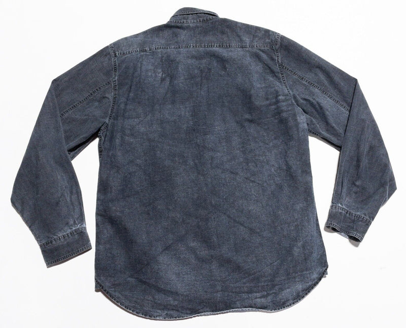 Carbon 2 Cobalt Shirt Men's Medium Gray Distressed Denim Long Sleeve Button-Up