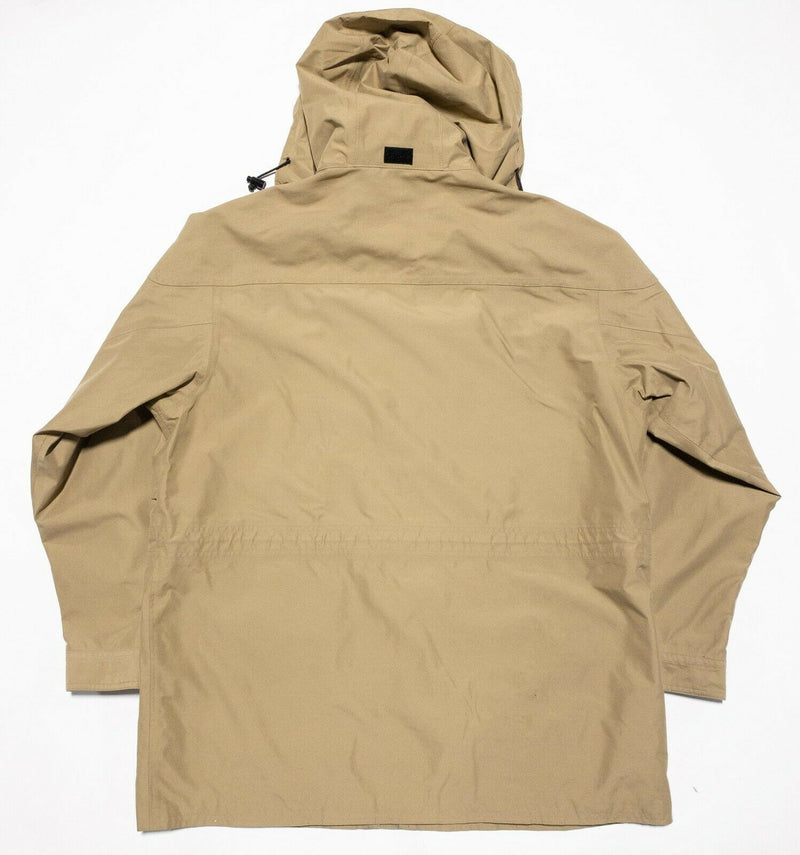 Orvis Fishing Utility Multi-Pocket Sporting Jacket Hooded Khaki Tan Men's Large