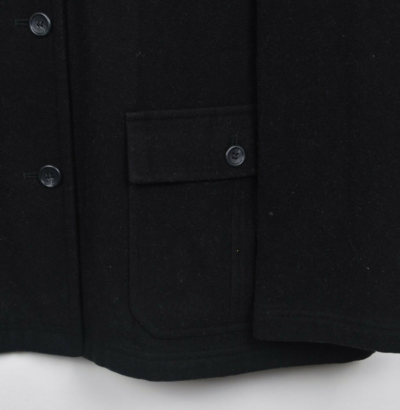 J. Crew Men's Large Solid Black Wool Blend Collared Shirt Jacket