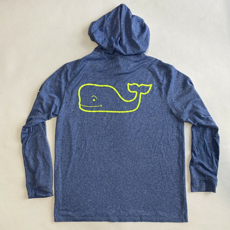 Vineyard Vines Performance Men's Medium Blue Neon Whale Lightweight Hoodie