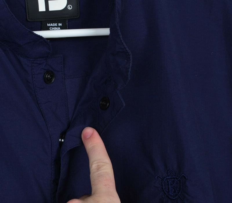 FootJoy Men's Large 1/4 Snap Solid Navy Blue Sleeveless FJ Pullover Golf Vest