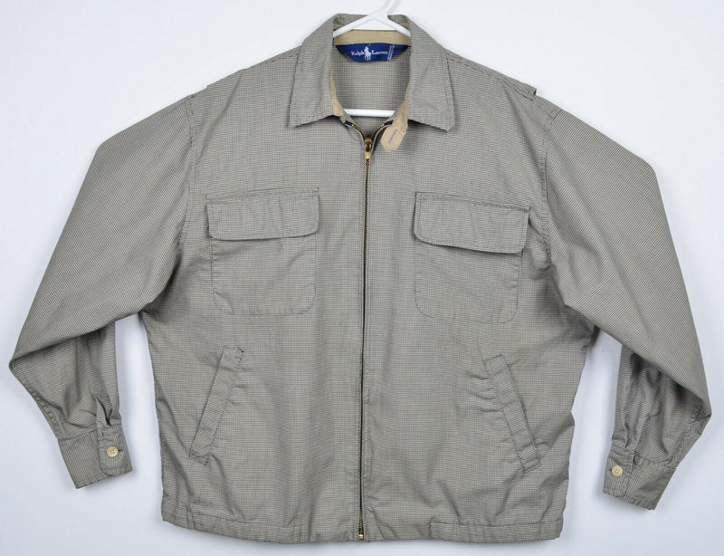 Vintage 80s Polo Ralph Lauren Men's Medium Houndstooth Plaid Harrington Jacket