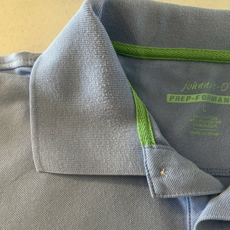 Johnnie-O Prep-Formance Men's Large Blue Logo Cotton Poly Blend Polo Shirt