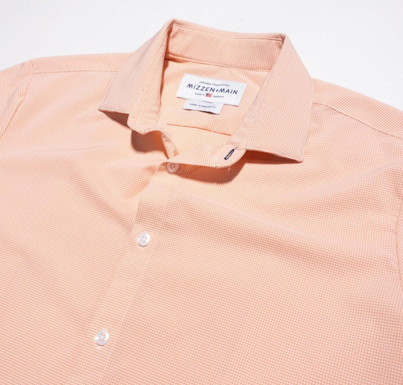 Mizzen+Main Leeward Shirt Mens Large Standard Fit Polyester Wicking Orange Check