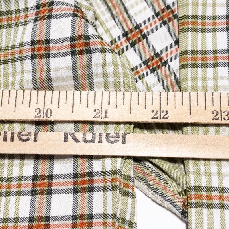 Simms Fishing Shirt Men's Medium Long Sleeve Plaid Green Pockets Wicking Nylon