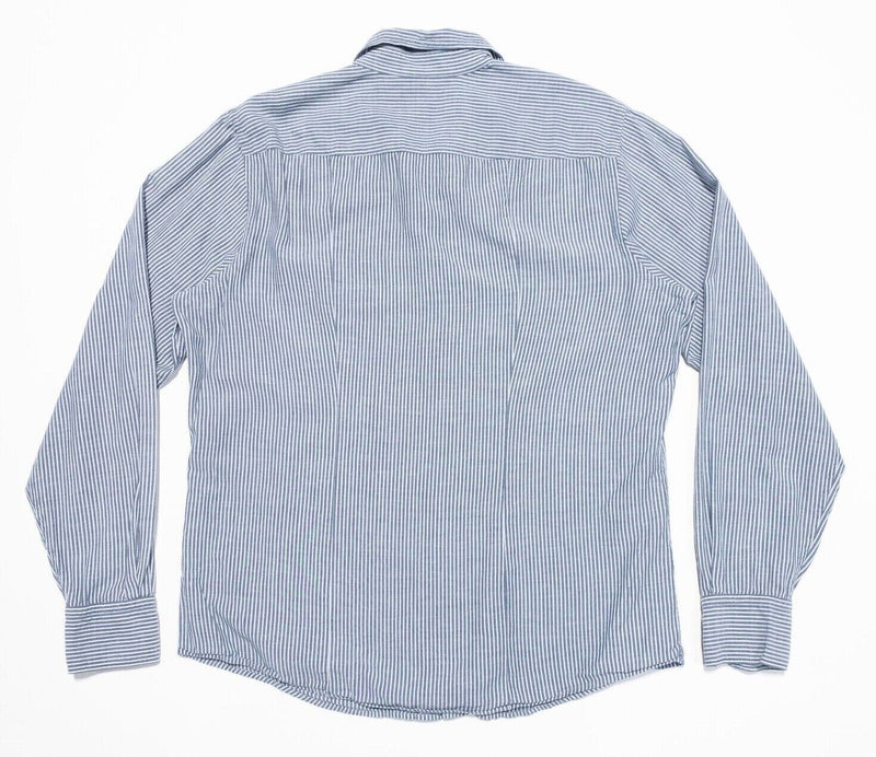 Vince Men's Shirt Large Long Sleeve Blue Striped Casual Modern Button-Front