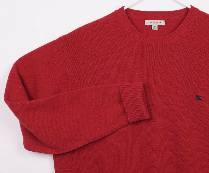Burberry London Men's Medium 100% Lambswool Red Houndstooth Crew Neck Sweater