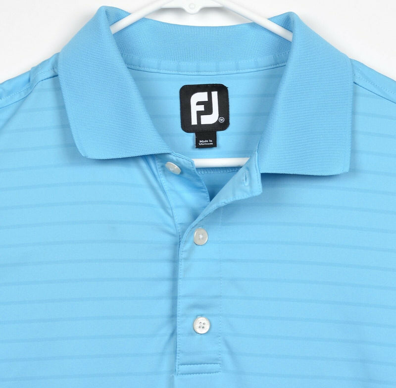 FootJoy Men's Sz Medium Light Blue Striped FJ Performance Golf Polo Shirt