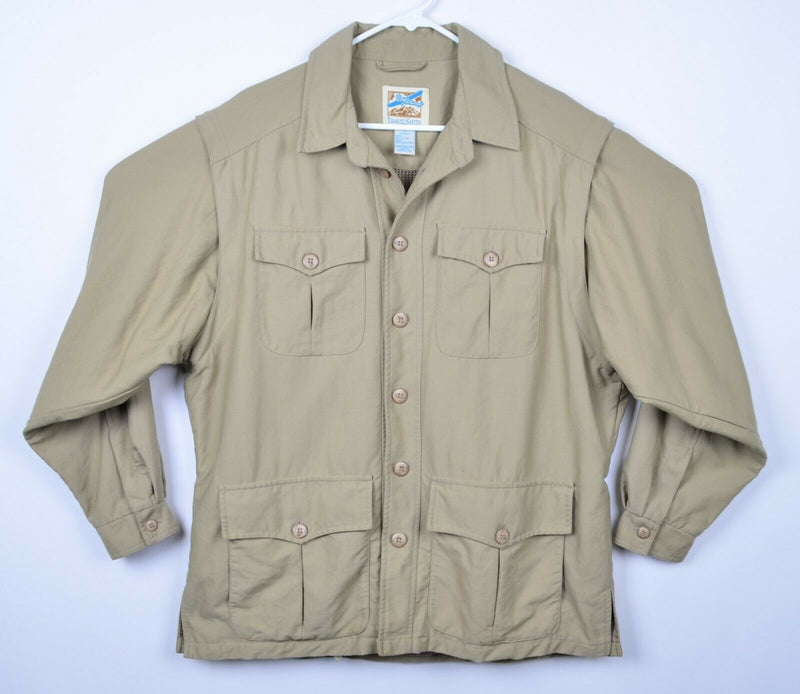 TravelSmith Men's Medium Vented Safari Fishing Convertible Vest Tan Field Jacket