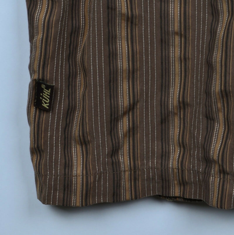 Kuhl Men's Sz XL Modal Blend Brown Striped Short Sleeve Hiking Outdoors Shirt