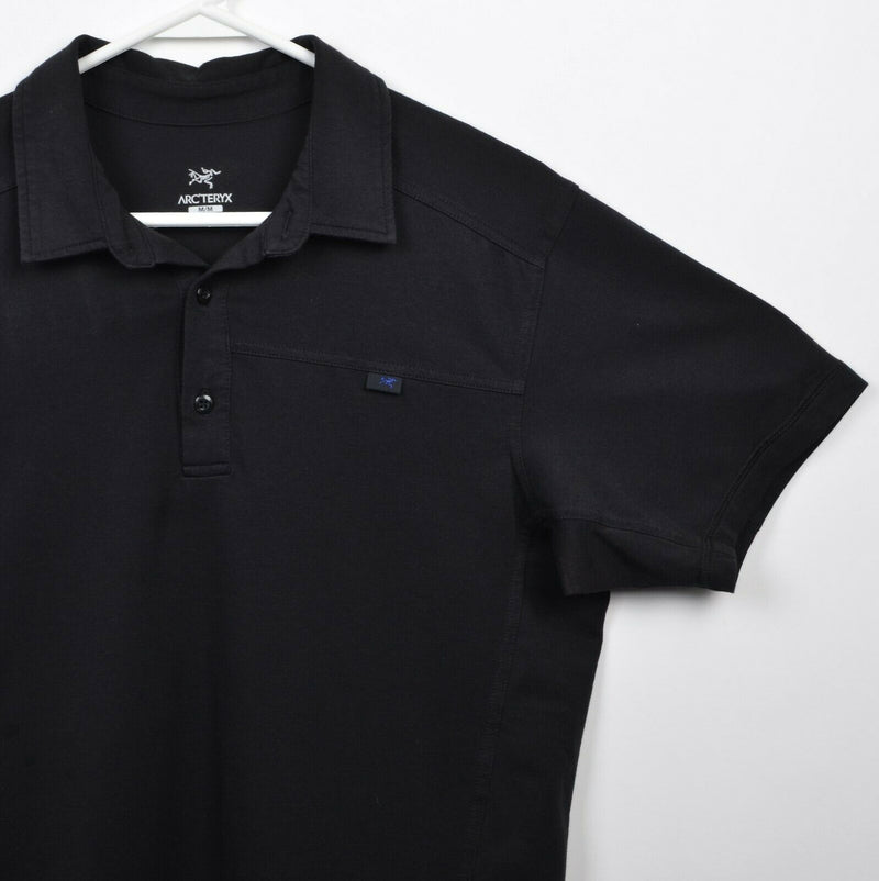 Arc'teryx Men's Medium Captive Polo Solid Black Cotton Blend Outdoor Polo Shirt