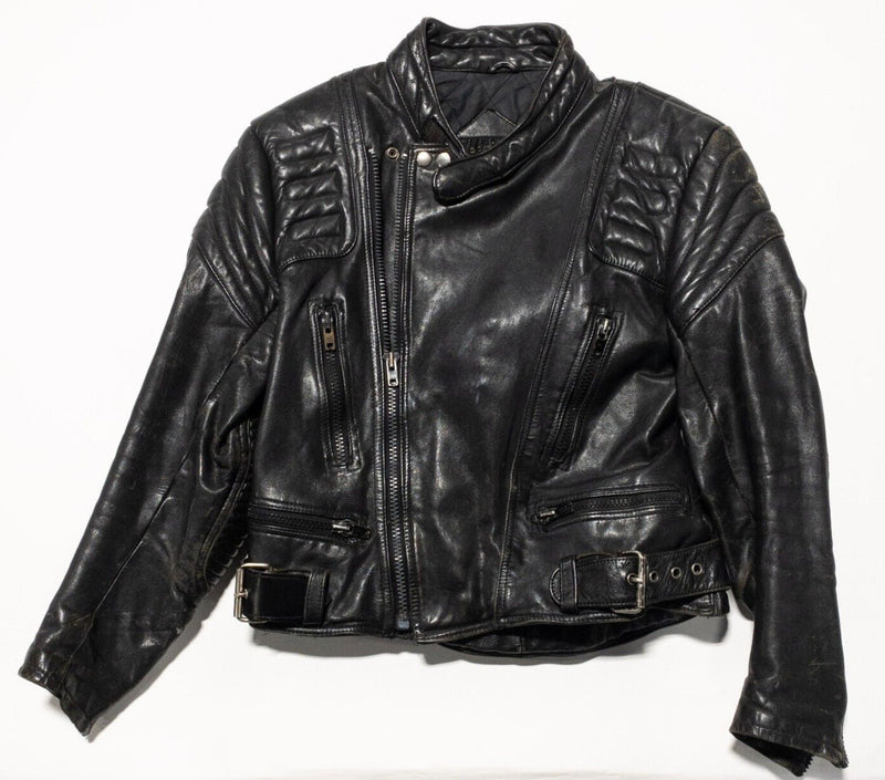 Vintage Leather Loft Biker Jacket Men's Fits Small Padded Racing Beat-Up 80s