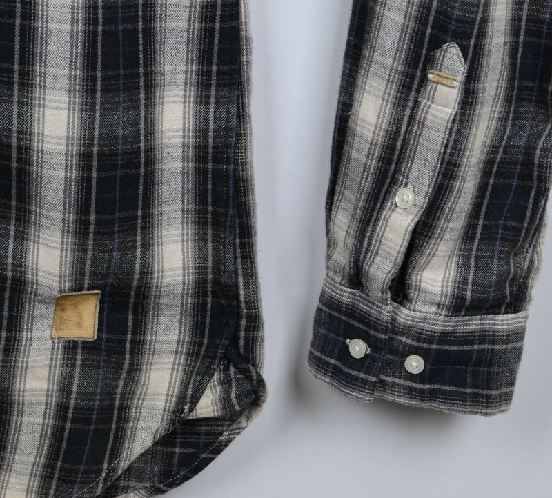 Scotch & Soda Men's 2XL Black Plaid Long Sleeve Button-Front Flannel Shirt
