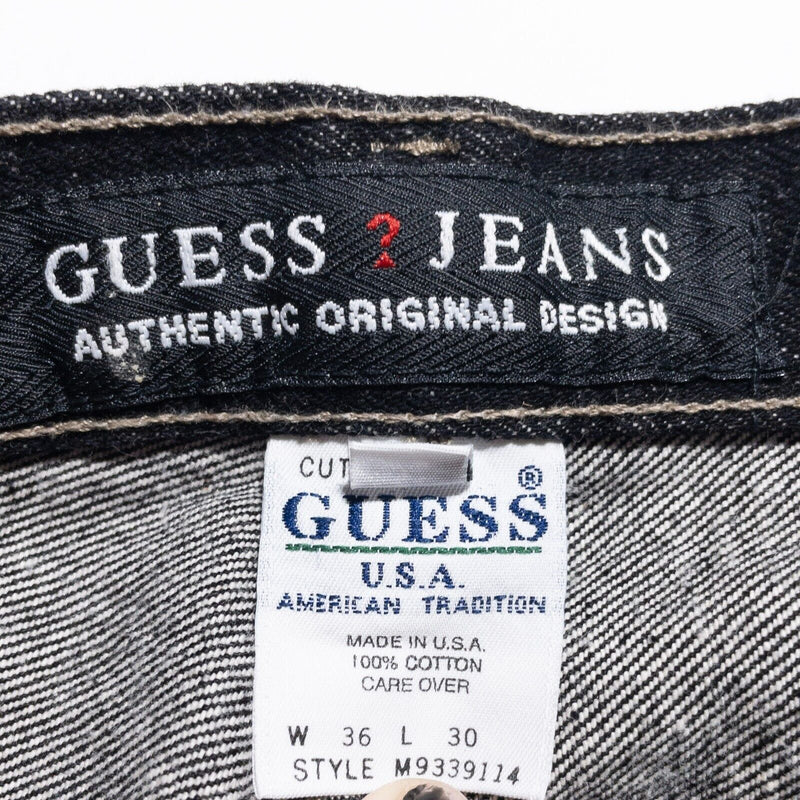 Vintage Guess Jeans Men's 36x30 Black Denim Made in USA American Tradition Zip