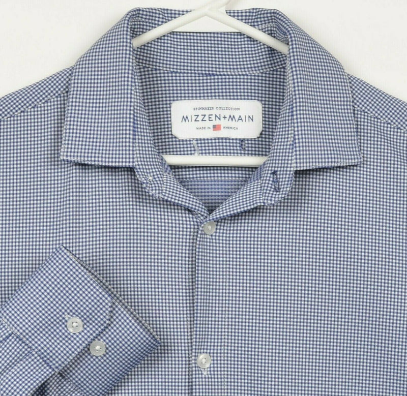 Mizzen+Main Men's Large? Spinnaker Collection Blue Check Performance Dress Shirt