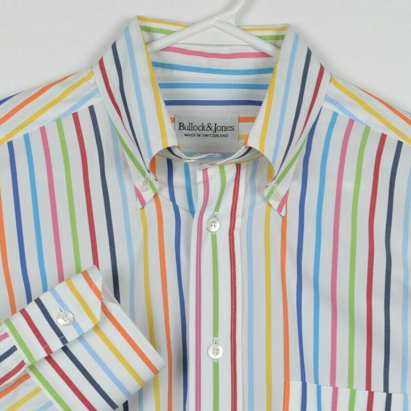 Bullock & Jones Men's Large Multi-Color Striped Switzerland Button-Down Shirt