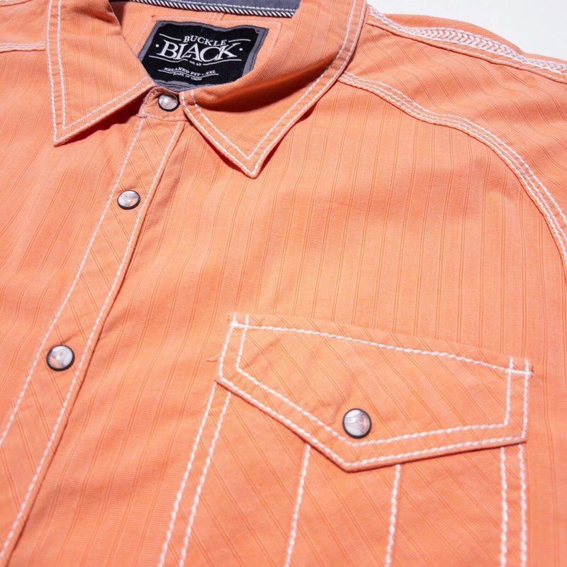 Buckle Black Pearl Snap Shirt Men's 2XL Peach Orange Rockabilly Western BKE